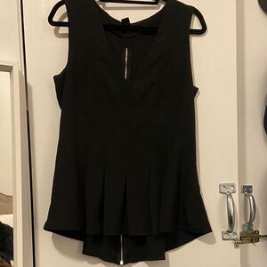 Peplum Elegant Black Sleeveless Top